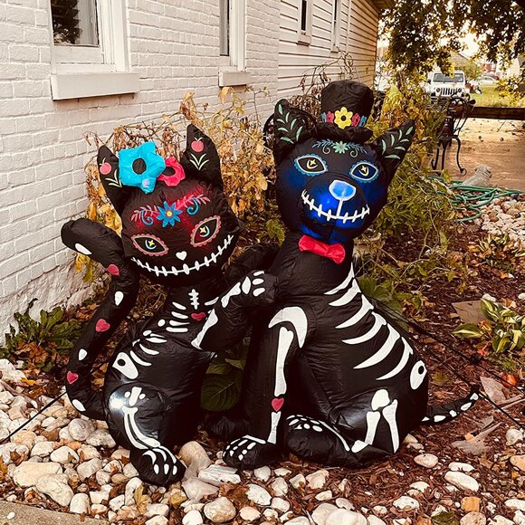 4 Ft  Cat and Dog Day Halloween Blow Up Inflatable Decoration with LED Light - Picture 1 of 12